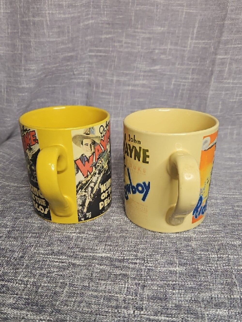 John Wayne Vintage 1980s "Radio Days" Movie Poster Ceramic Mug Set - Picture 4 of 7